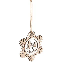 Suspension village de Noël dans flocon en bois H12cm - 2 modèles-Gifi Hot