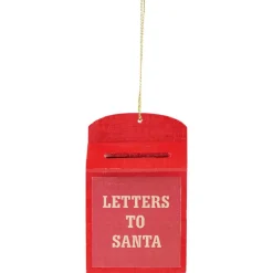 Suspensison boîte aux lettres en bois décoration de Noël rouge-Gifi New