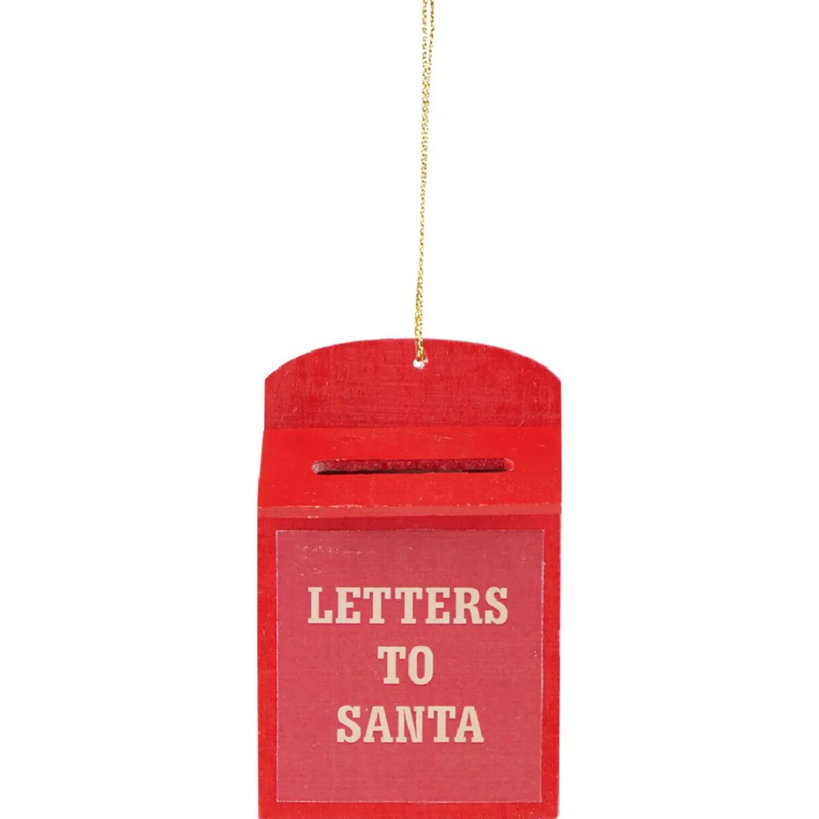 Suspensison boîte aux lettres en bois décoration de Noël rouge-Gifi New