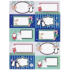 Étiquette cadeau autocollante Noël motif pingouin ours 4x8cm x10-Gifi Best