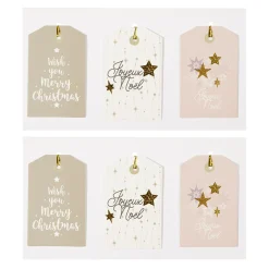 Étiquette cadeau Noël doré x6-Gifi
