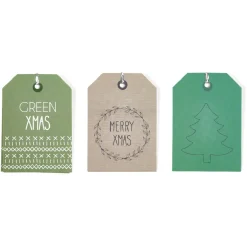 Étiquette pour paquet cadeau Noël Vert Naturel x6-Gifi New
