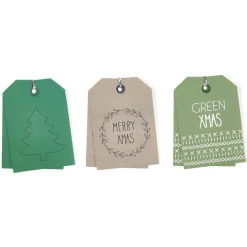 Étiquette pour paquet cadeau Noël Vert Naturel x6-Gifi New