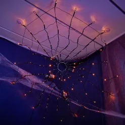 Toile d'araignée lumineuse 100 LED orange Ø78cm-Gifi New