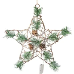 Étoile de Noël lumineuse métal et rotin 30LED blanc chaud H30cm-Gifi Hot