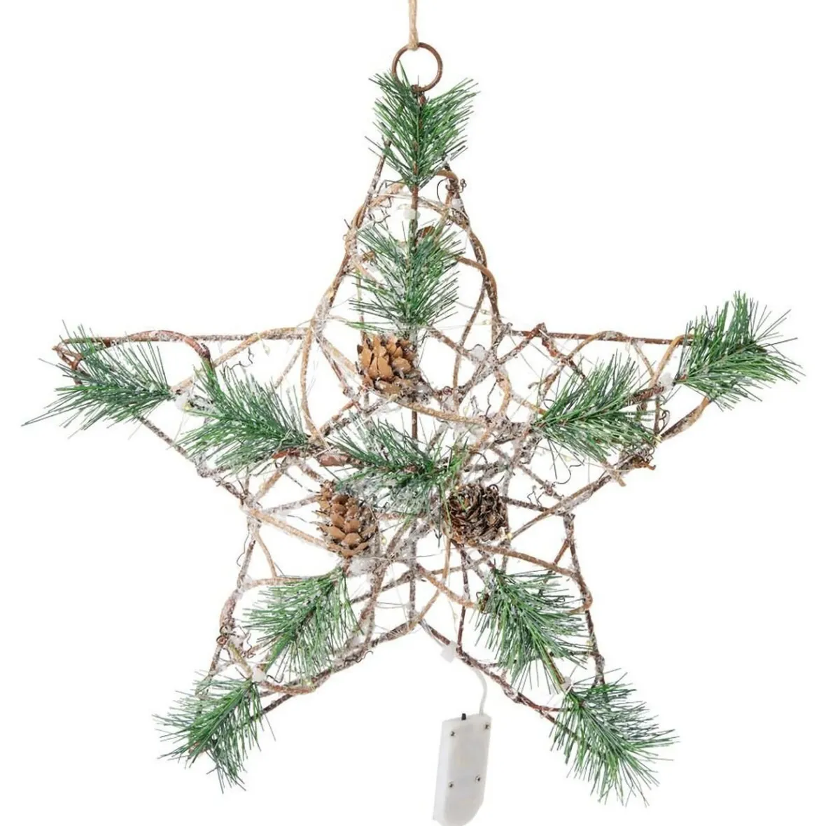 Étoile de Noël lumineuse métal et rotin 30LED blanc chaud H30cm-Gifi Hot