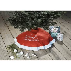 Tour de sapin feutre rouge et blanc "Merry Christmas"-Gifi New