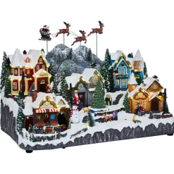 Train décor montagne animé musical 62LED multicolores 57,5x33xH37cm-Gifi Online