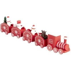 Train de Noël en bois rouge ou vert L24xH4,5cm-Gifi Hot
