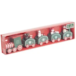 Train de Noël en bois rouge ou vert L24xH4,5cm-Gifi Hot
