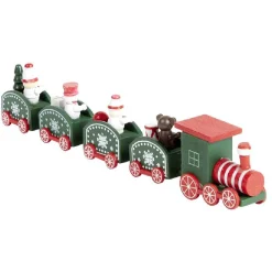Train de Noël en bois rouge ou vert L24xH4,5cm-Gifi Hot