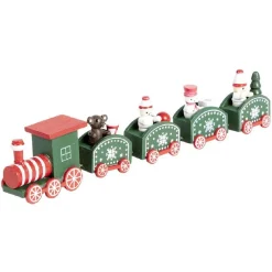 Train de Noël en bois rouge ou vert L24xH4,5cm-Gifi Hot