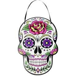Tête de mort Halloween à suspendre style mexicain en bois-Gifi Best
