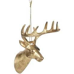 Tête de renne déco Noël à suspendre dorée-Gifi Discount