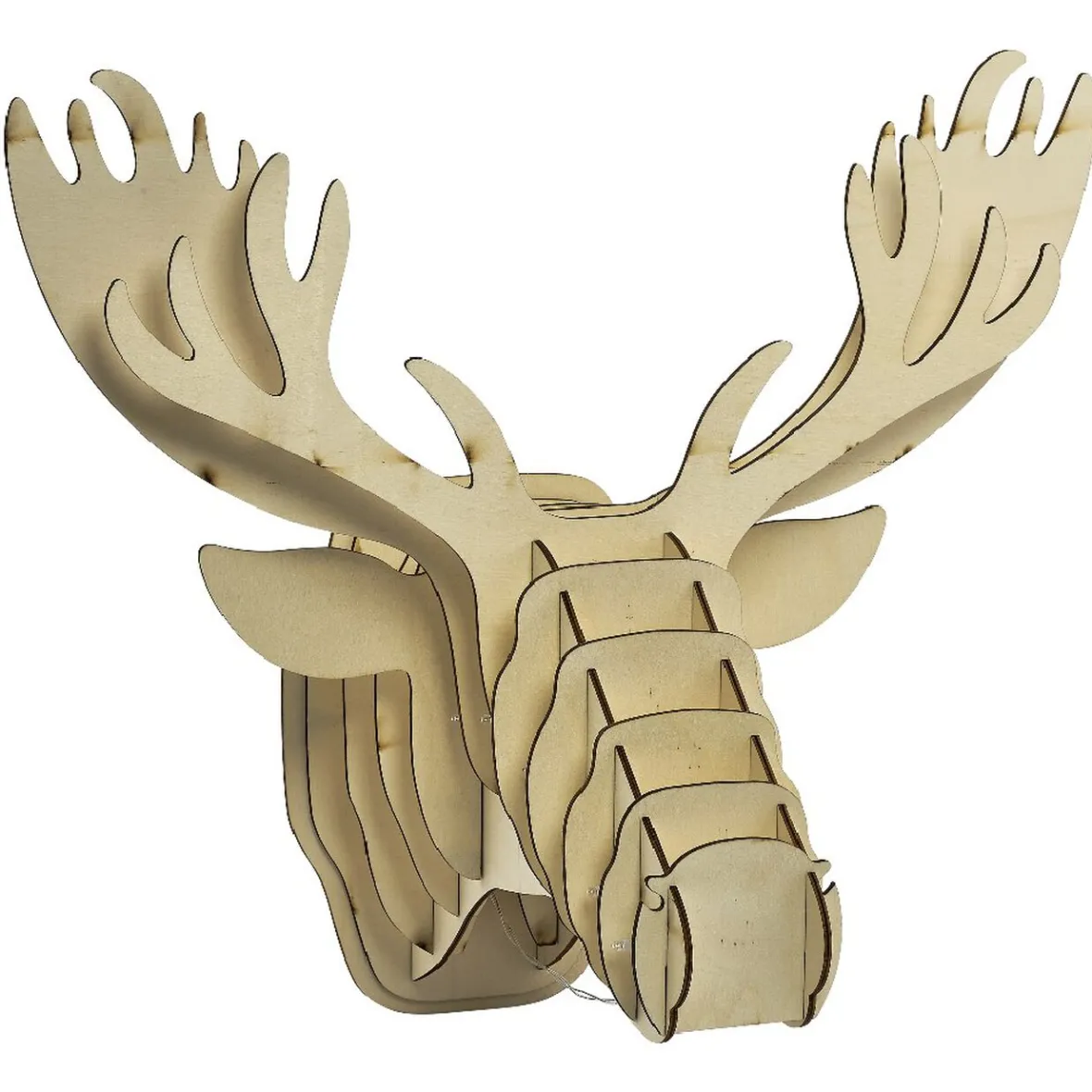 Tête de renne en bois lumineux 20 Led Blanc chaud-Gifi Outlet