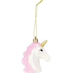 Tête licorne à suspendre rose et blanc 6,5x3,5xH7,5cm-Gifi Sale