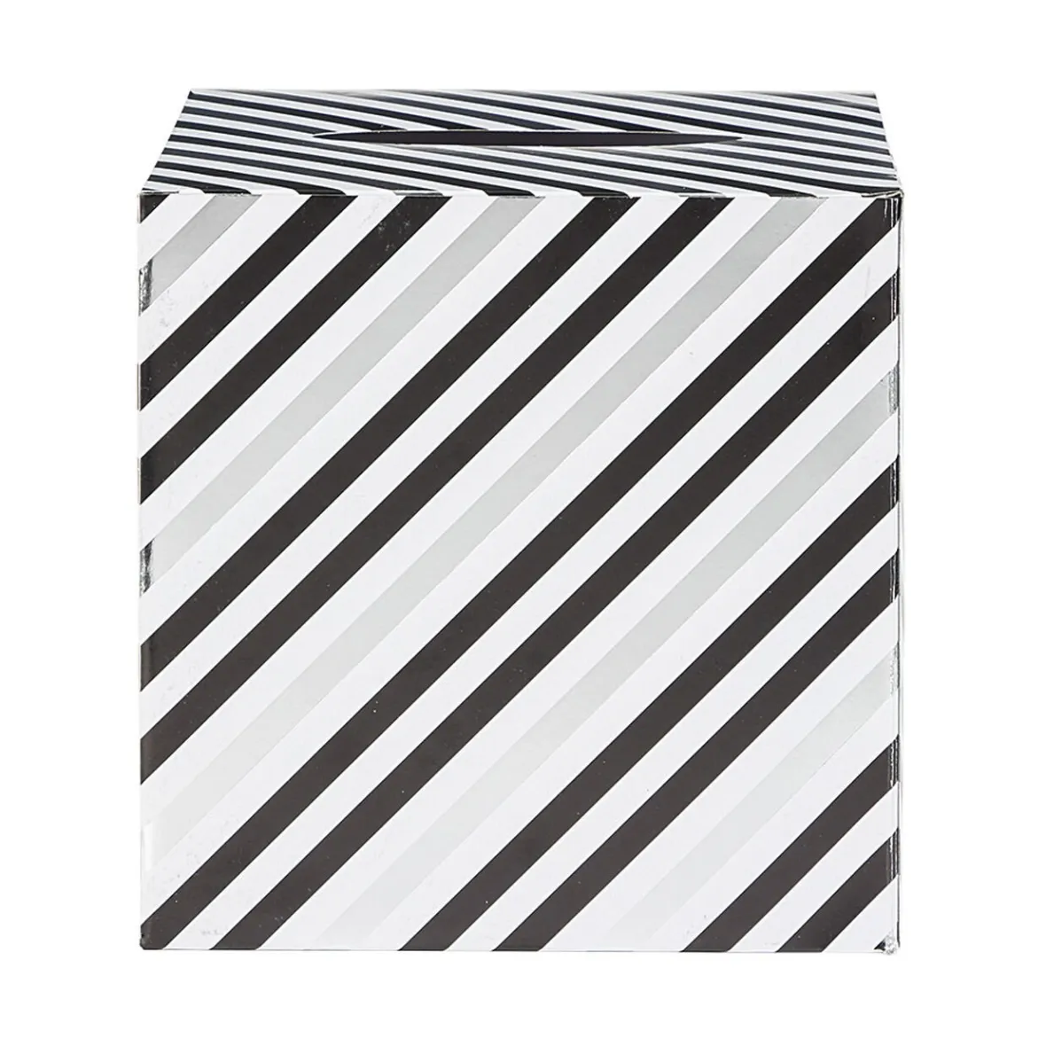 Urne d'anniversaire motif rayé noir et blanc en carton-Gifi