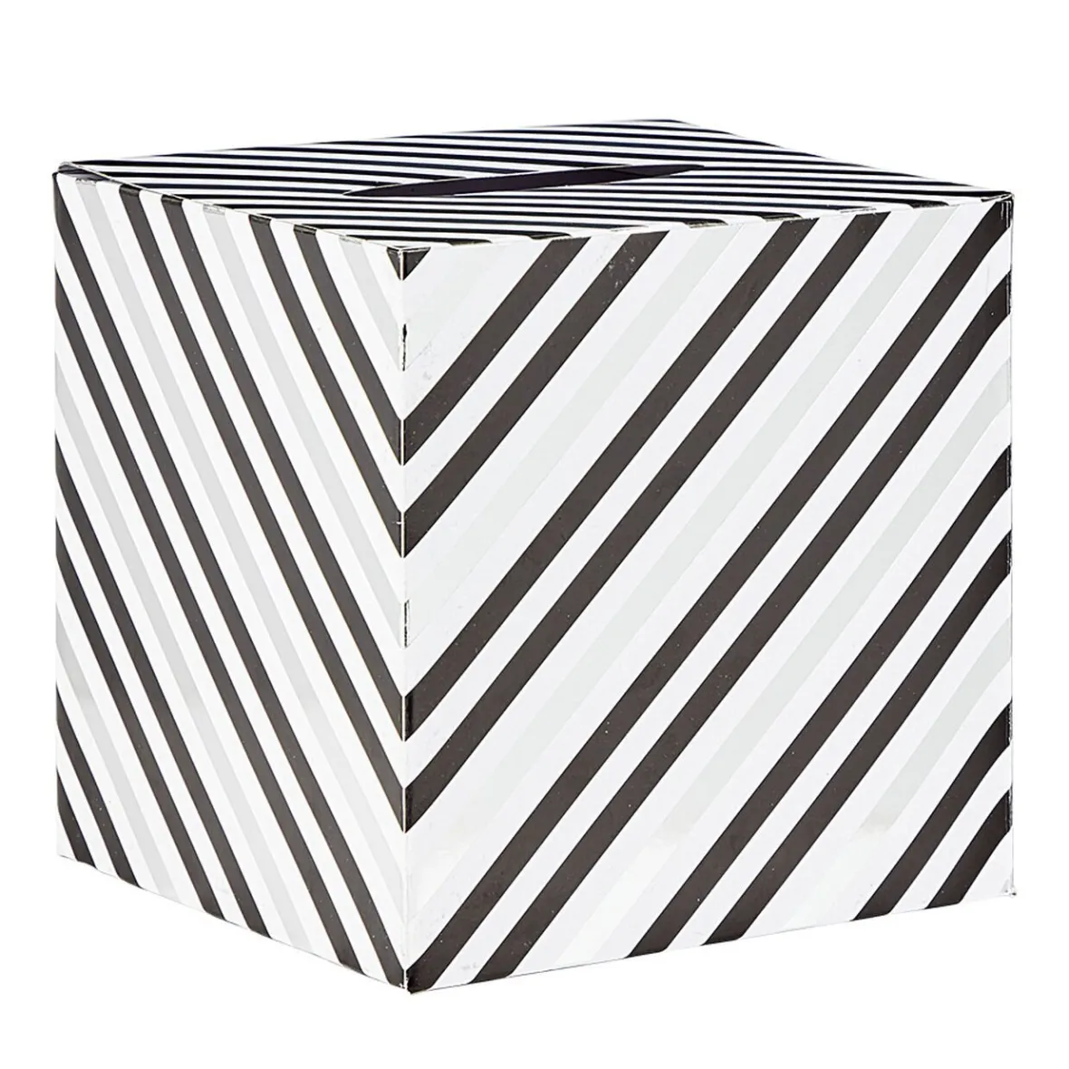 Urne d'anniversaire motif rayé noir et blanc en carton-Gifi