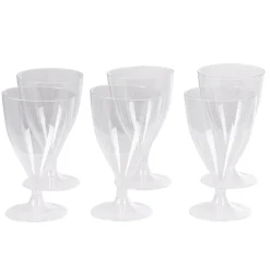 Verre bas à pied en plastique transparent réutilisable x6-Gifi Hot