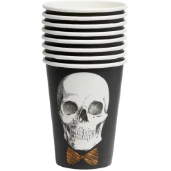 Verre papier Halloween imprimé squelette gentleman noir et blanc x8-Gifi New