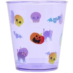 Verre plastique motif Halloween orange et violet Ø7xH13cm x6-Gifi Hot