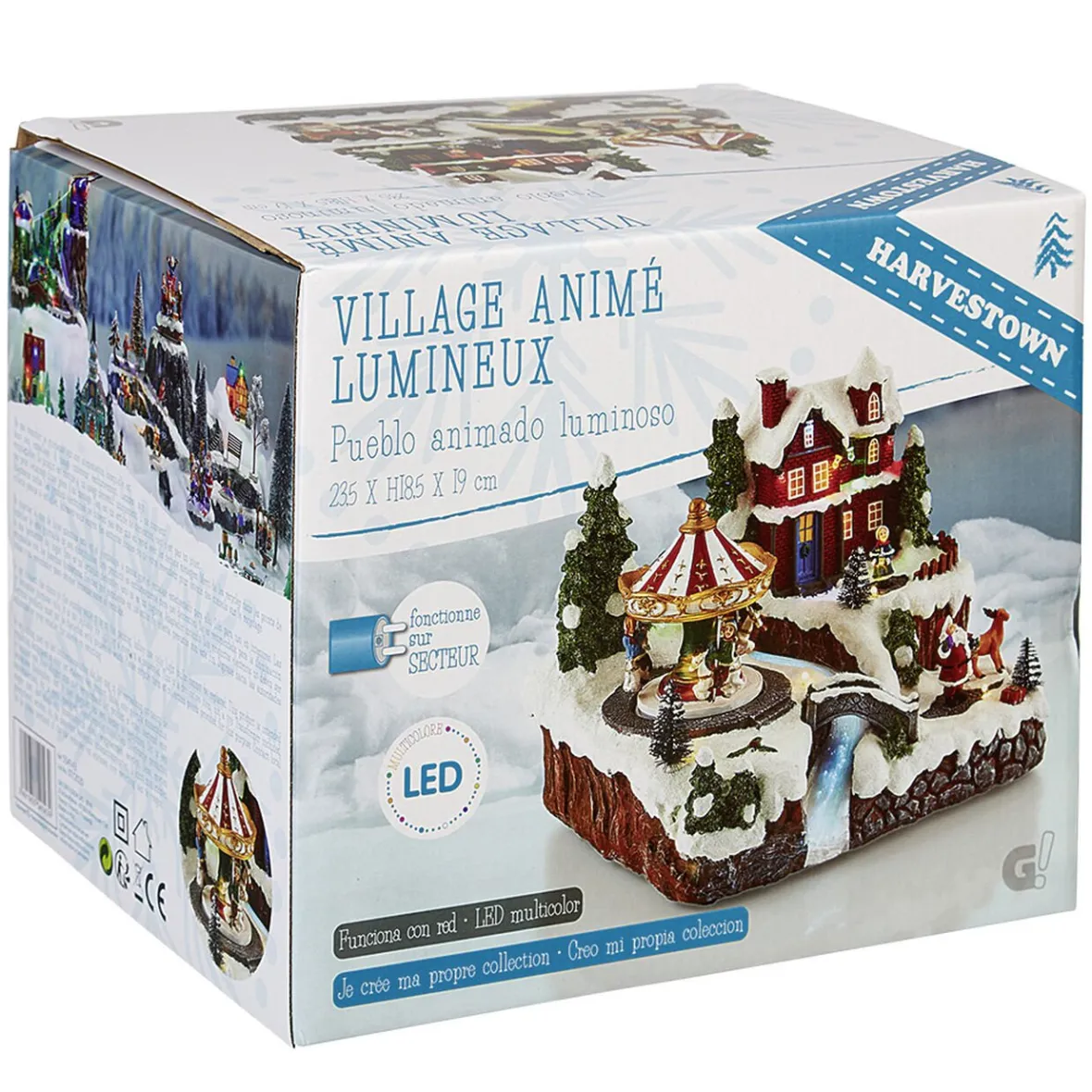 Village de Noël animé lumineux musical 18 LED multicolores-Gifi