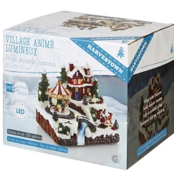 Village de Noël animé lumineux musical 18 LED multicolores-Gifi