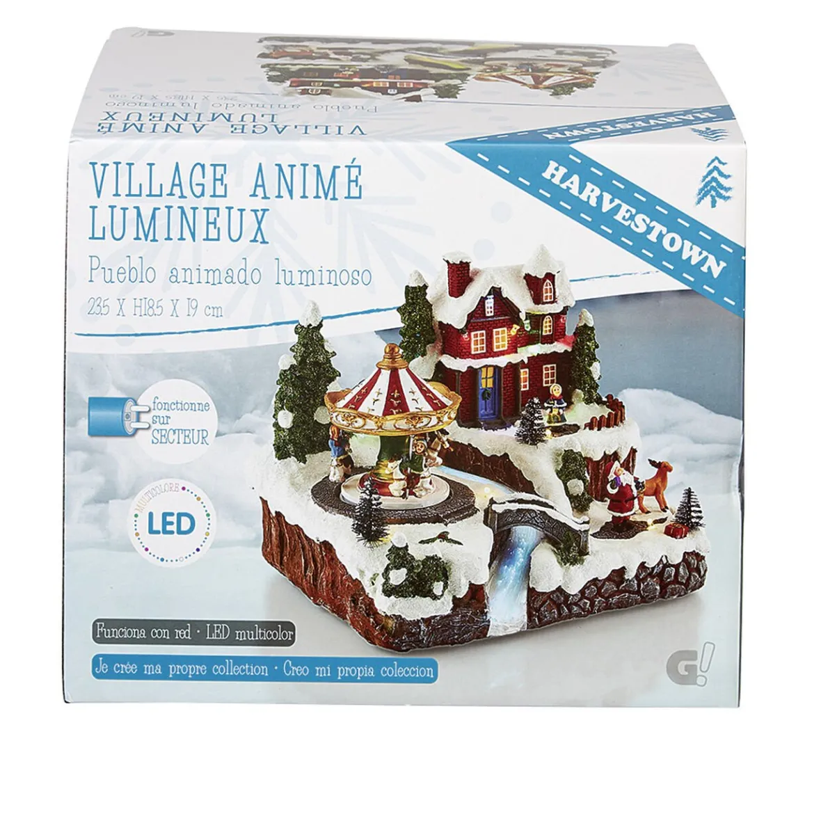 Village de Noël animé lumineux musical 18 LED multicolores-Gifi