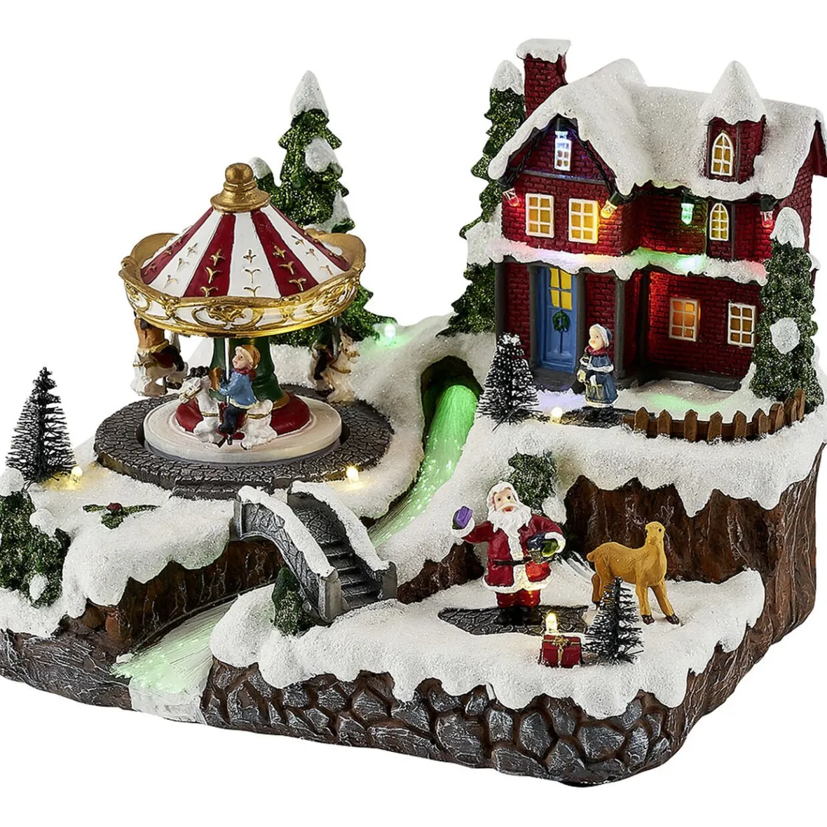 Village de Noël animé lumineux musical 18 LED multicolores-Gifi