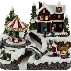 Village de Noël animé lumineux musical 18 LED multicolores-Gifi