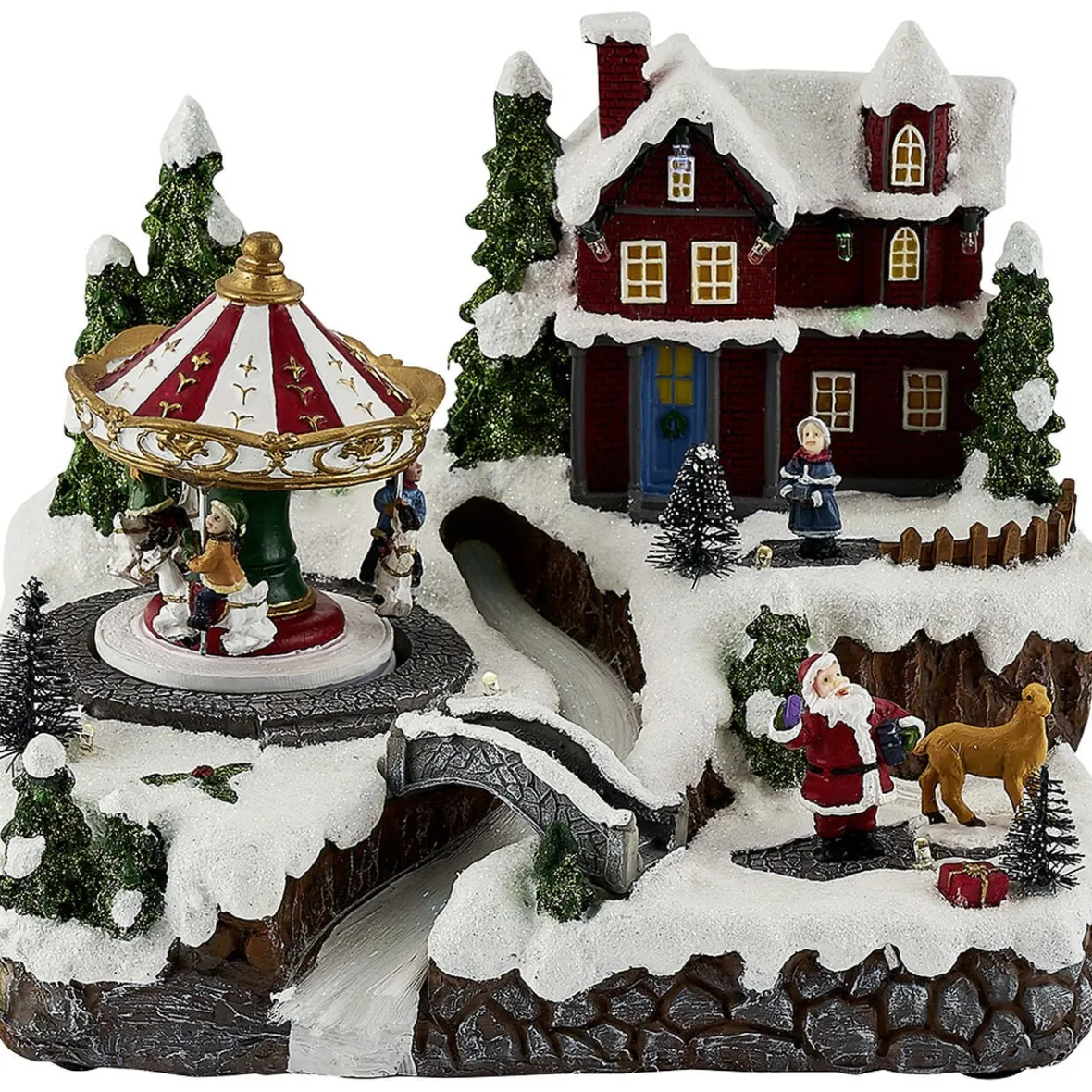 Village de Noël animé lumineux musical 18 LED multicolores-Gifi