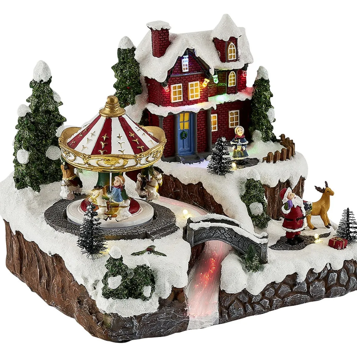 Village de Noël animé lumineux musical 18 LED multicolores-Gifi