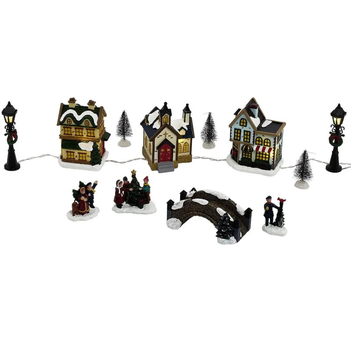 Village de Noël lumineux décor et personnages 12 pièces-Gifi Best