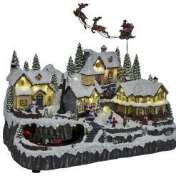 Village de Noël lumineux 42LED blanc chaudmusical et animé-Gifi New