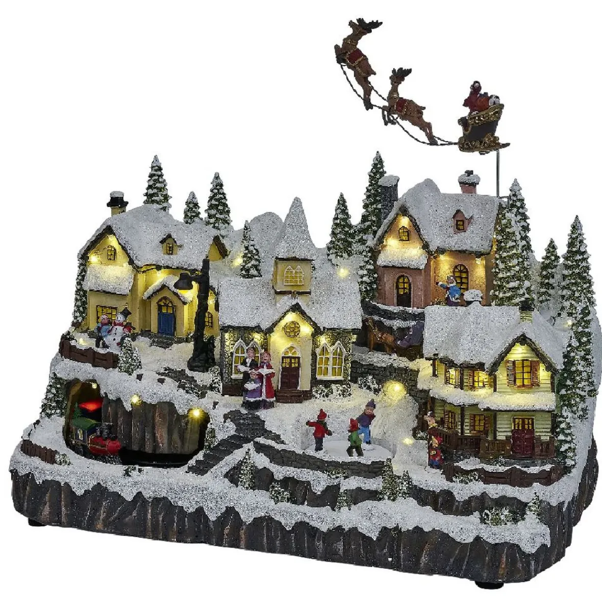 Village de Noël lumineux 42LED blanc chaudmusical et animé-Gifi New