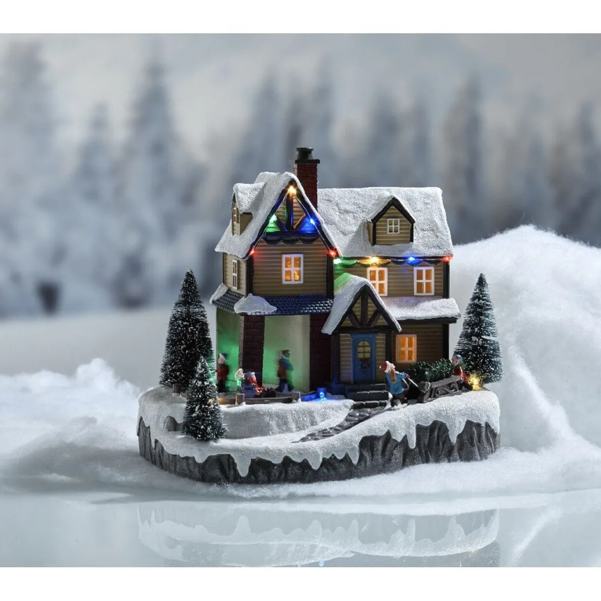 Village de Noël lumineux musical 13 led multicolore-Gifi Best